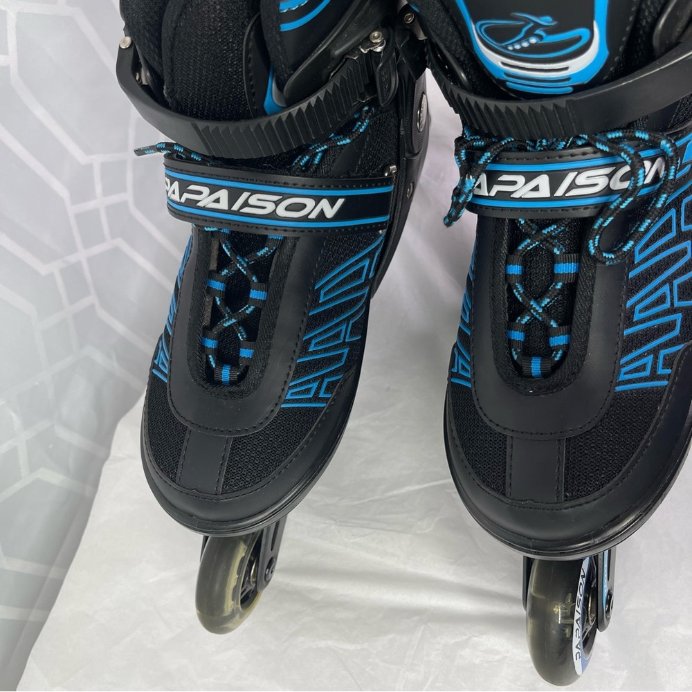 Papaison Adjustable Inline Skates Black Blue Abec… - image 6